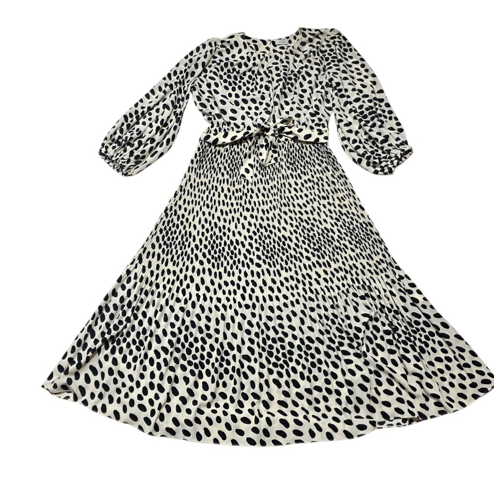AYR The Rug Really Tied The Room Together Dress Womens L White Black Polka Dot